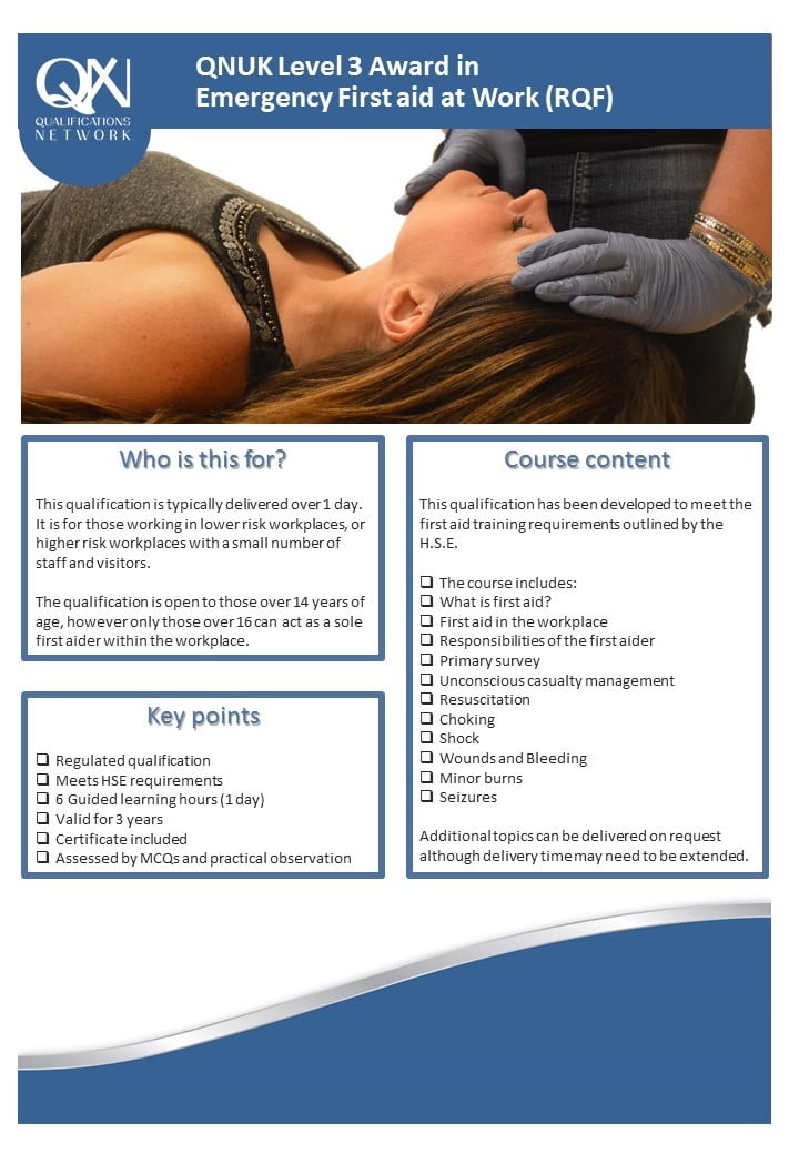 Emergency First Aid at Work Info Sheet